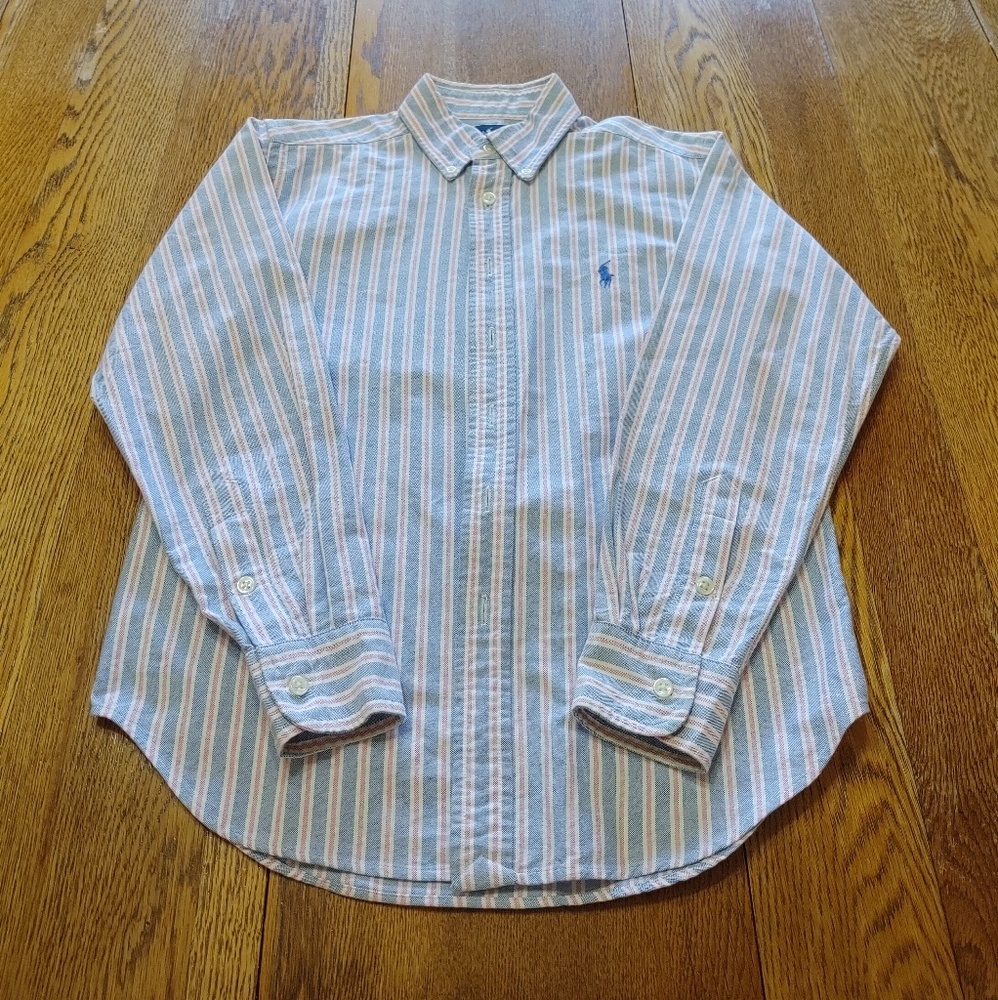 Ralph Lauren Blue & Pink striped button down 8/10
